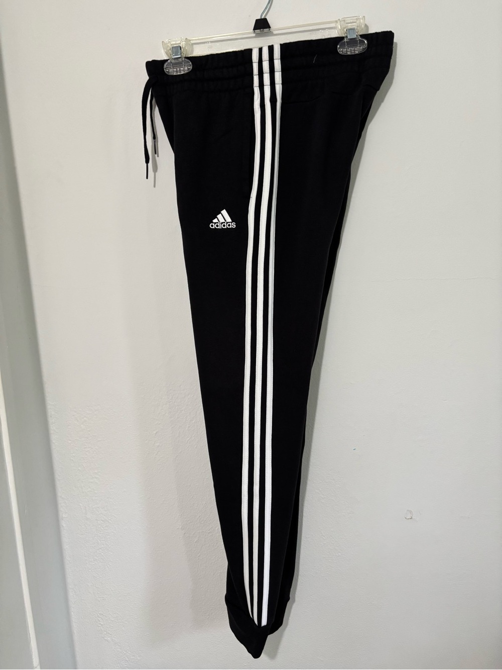 adidas Black Track Joggers with White Stripes